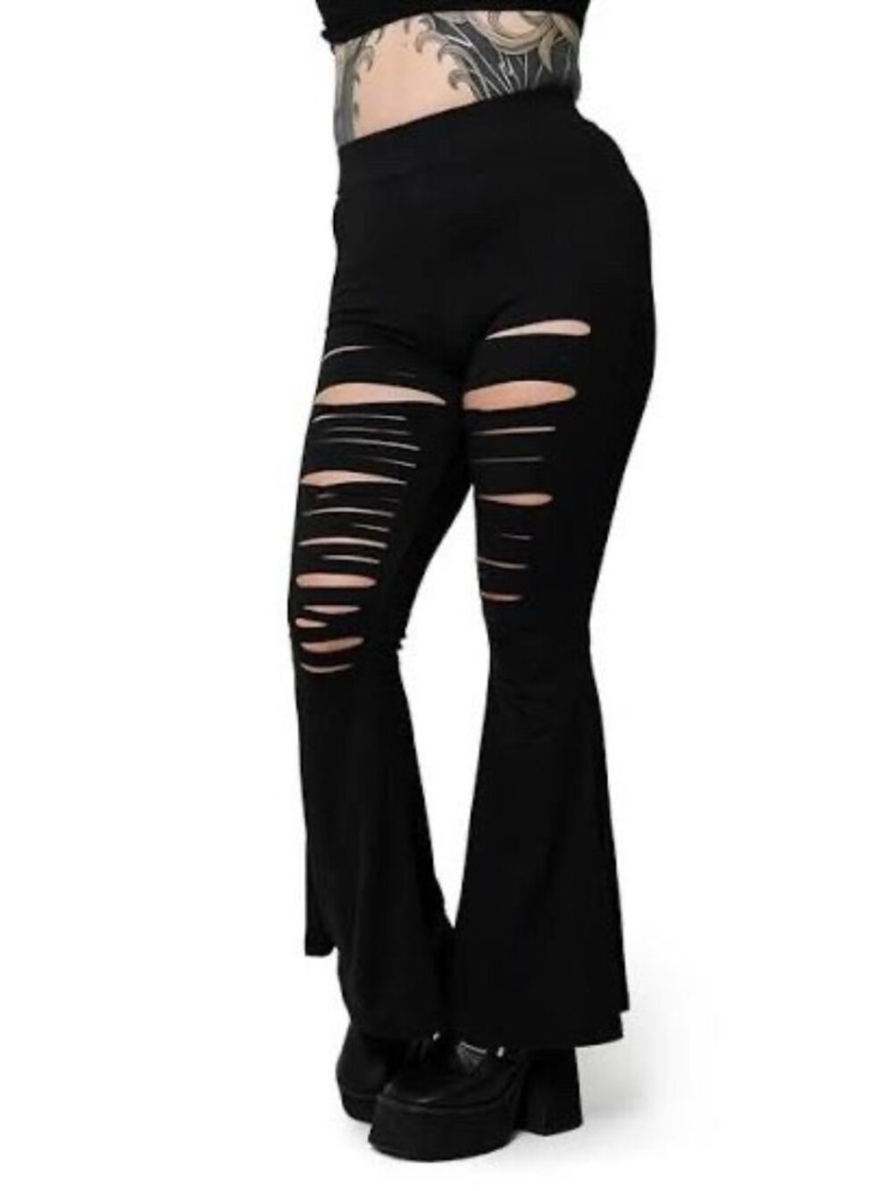 Forest Ink Women's Cleo Flare Pants Size Petite Small Black Grunge Punk Rock